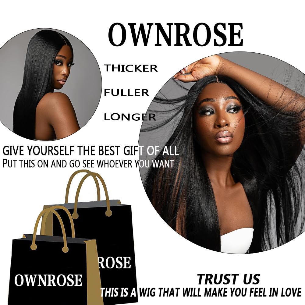 OWNROSE 30 Inch 13x6 Lace Front Wigs Human Hair Pre Plucked 200 Density Straight Glueless Wig HD Transparent Human Hair Lace Front Wigs with Baby Hair Lace Front Wigs for Women