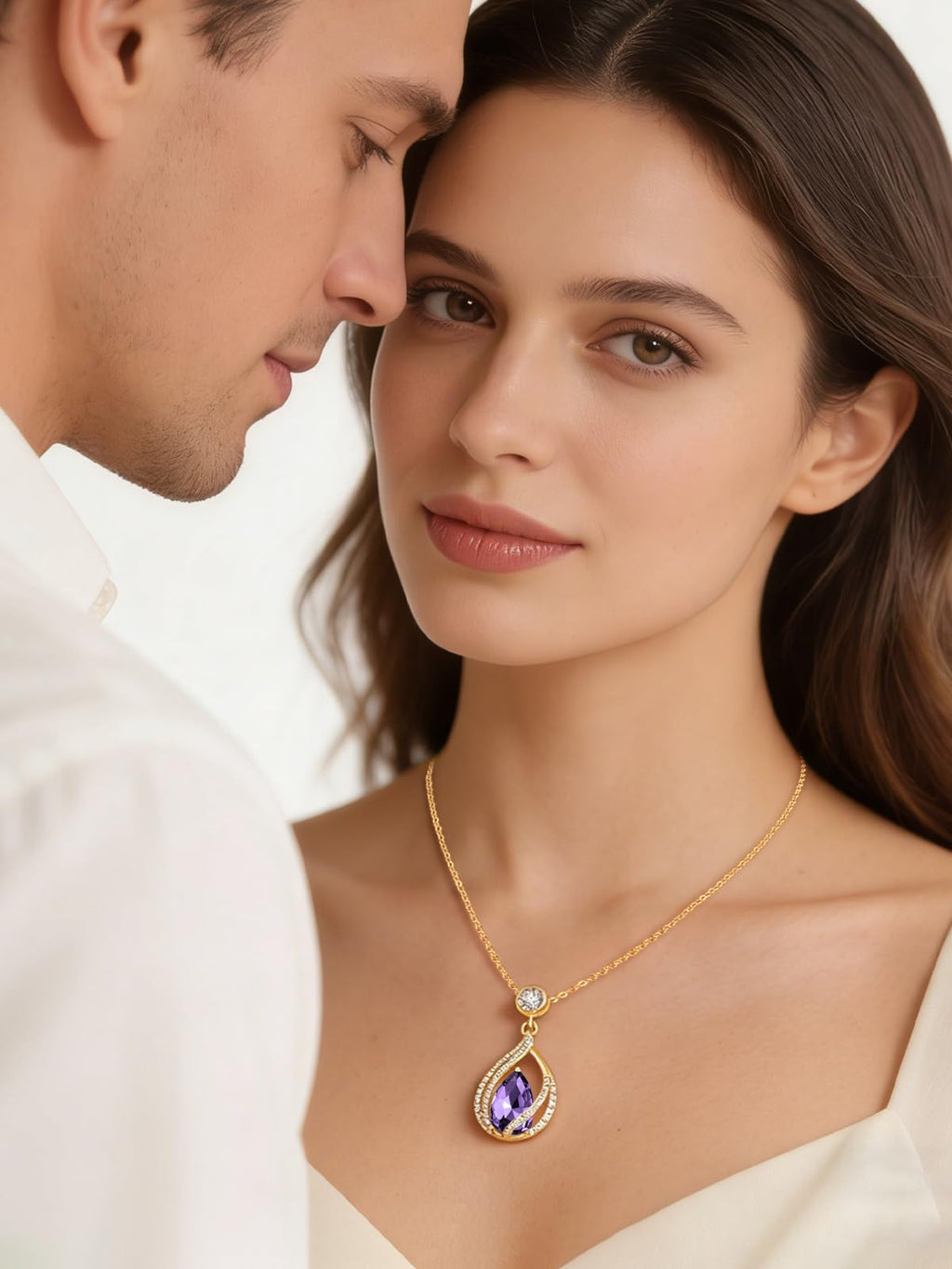 Lmoneta Birthstone Necklace for Women February Birthday Gift for Her Amethyst Birth Stone Necklace for Womens Necklaces