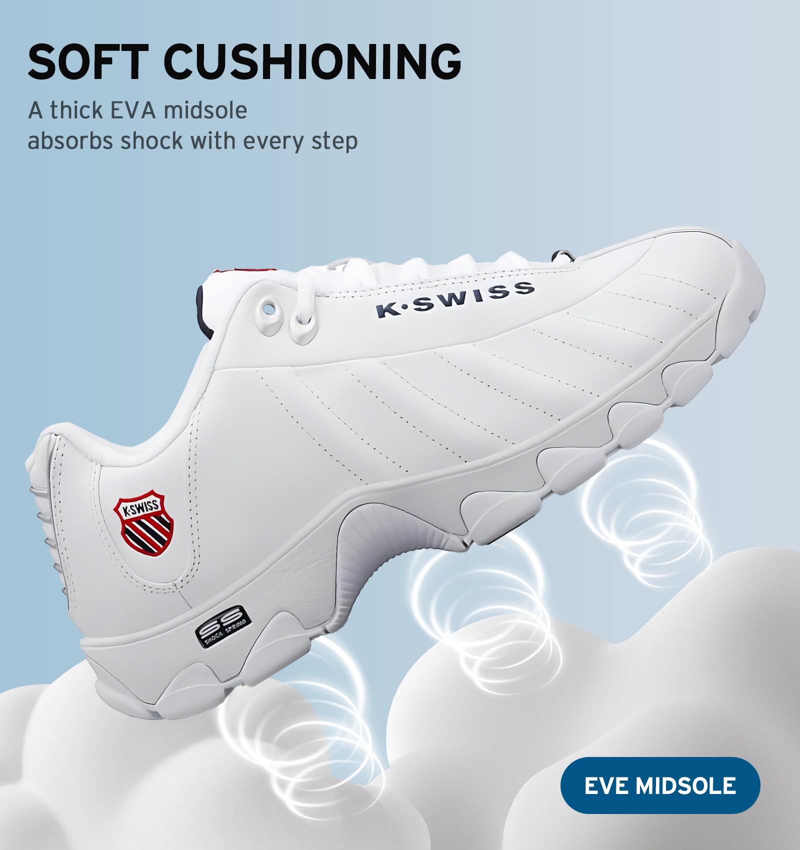 K-Swiss Men's ST329 CMF Sneaker, White/Navy/Red, 13 XW