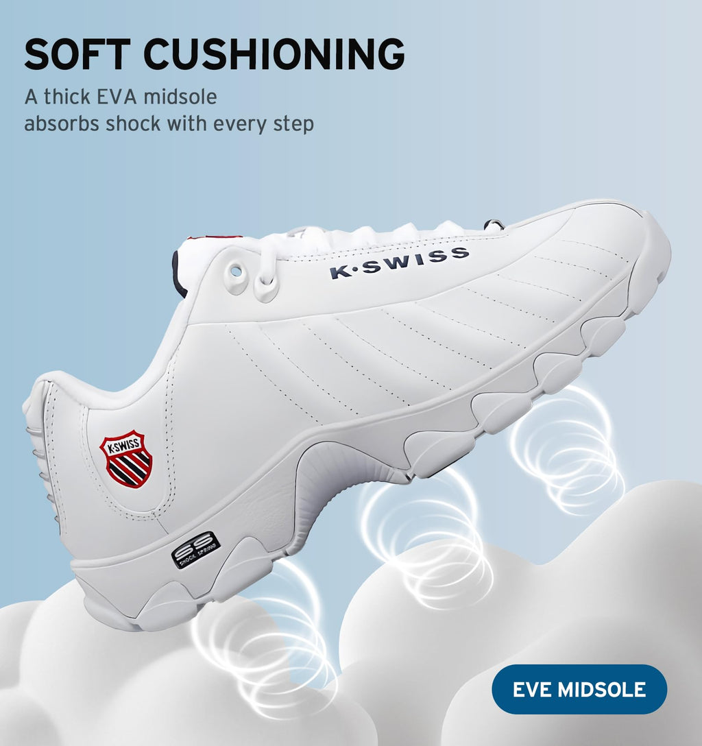 K-Swiss Men's ST329 CMF Sneaker, White/Navy/Red, 10.5 XW