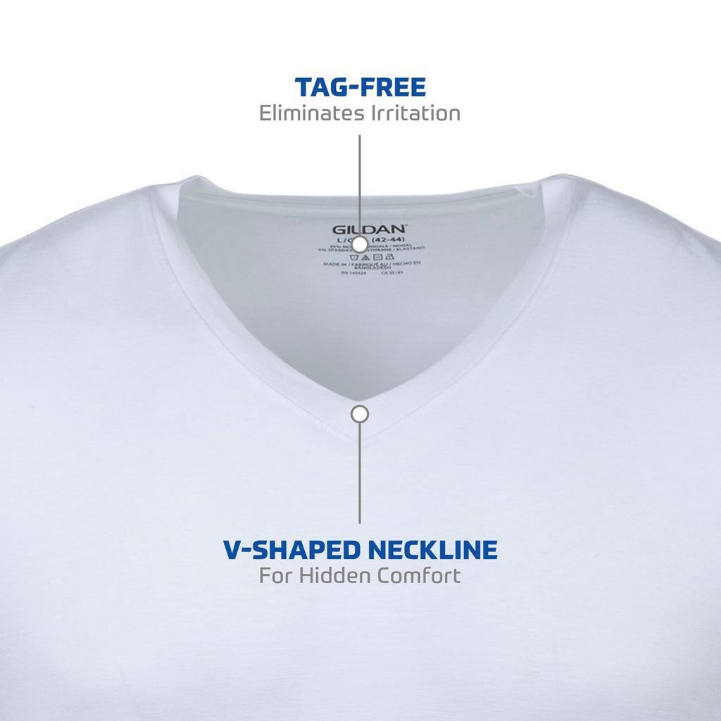 Gildan Men's V-Neck T-Shirts, Multipack, Style G1103, White (6-Pack), X-Large