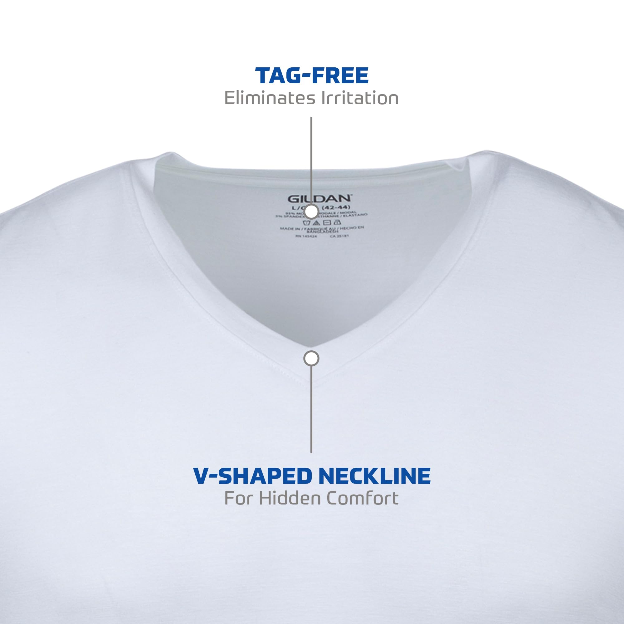 Gildan Men's V-Neck T-Shirts, Multipack, Style G1103, White (6-Pack), X-Large