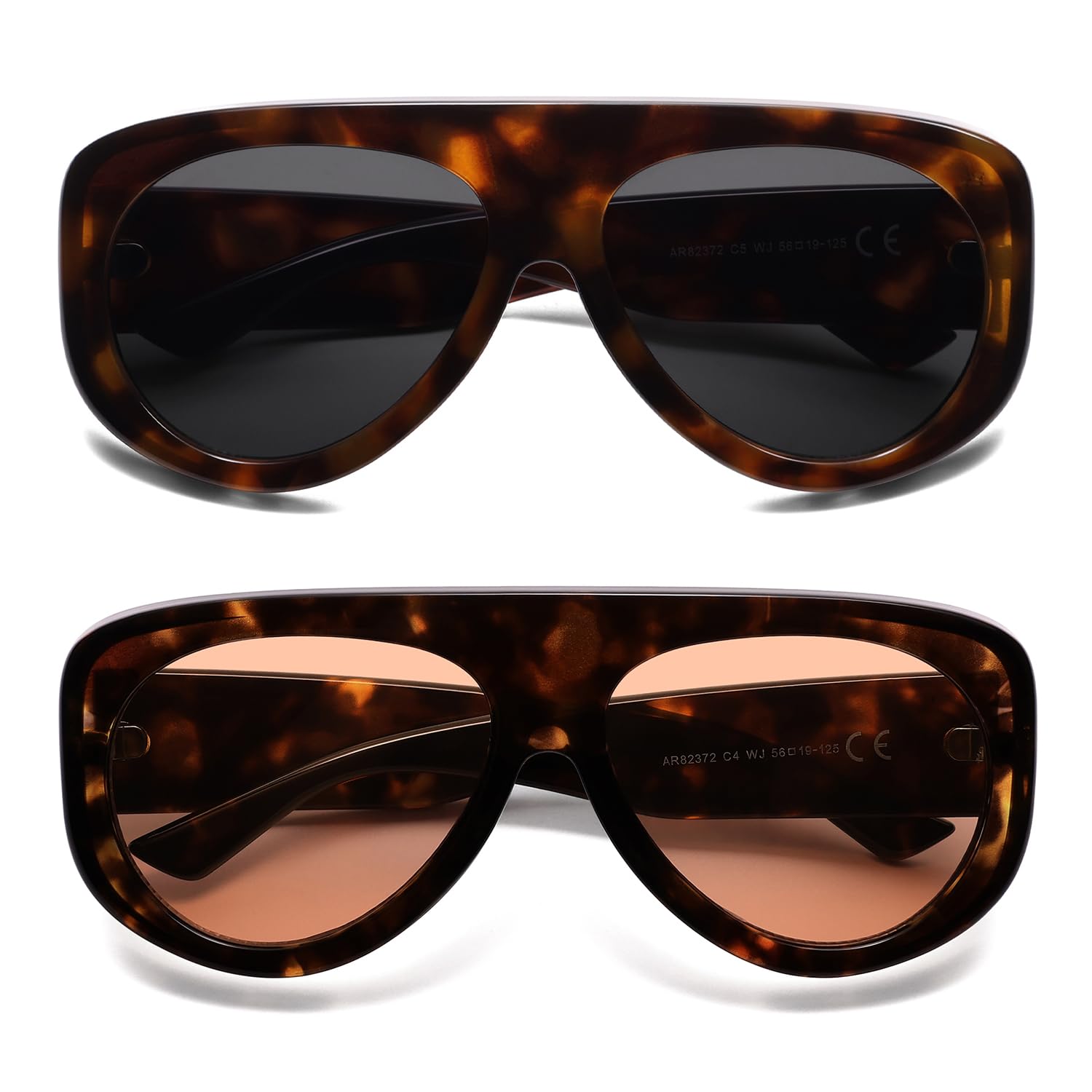 HERJOUR Trendy Aviator Sunglasses Womens Mens Retro 90s Rectangle Wrap Shades Oversized Style AR82372