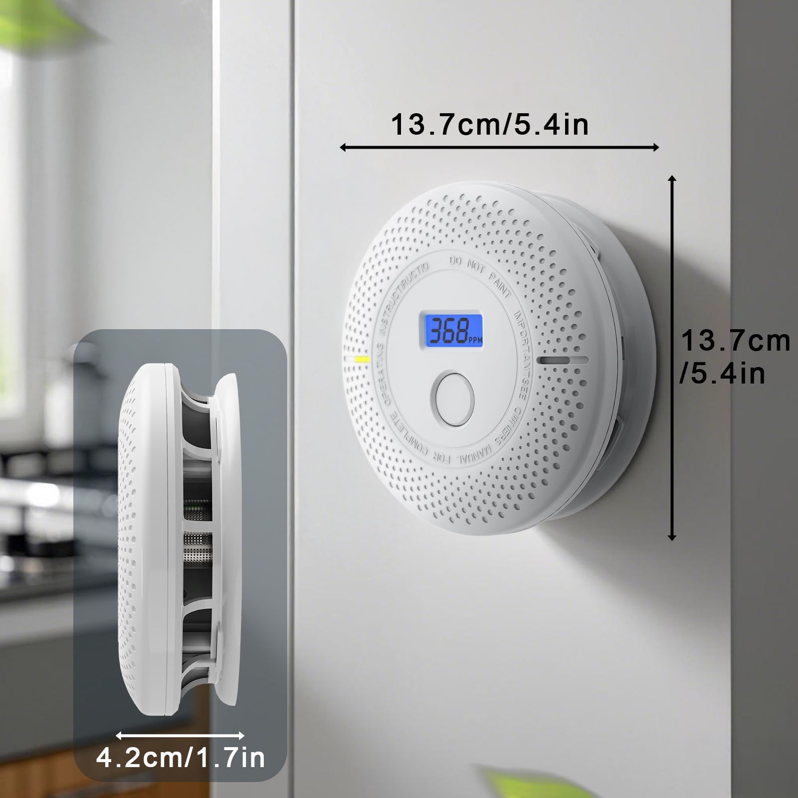 Smoke and Carbon Monoxide Detector, 2 in 1 Smoke Detector, LED Warning Light Indicators, 10 Year Battery (White), 4 Pack