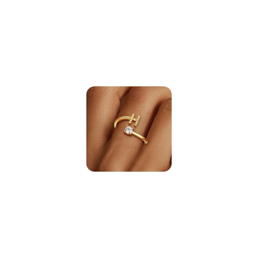 Eaciy Initial Rings for Women Girls - 14K Gold Plated H Initial Ring for Girls Age 6-8 Letter B Initial Letter Rings 10 Year Old Girl Birthday Gifts