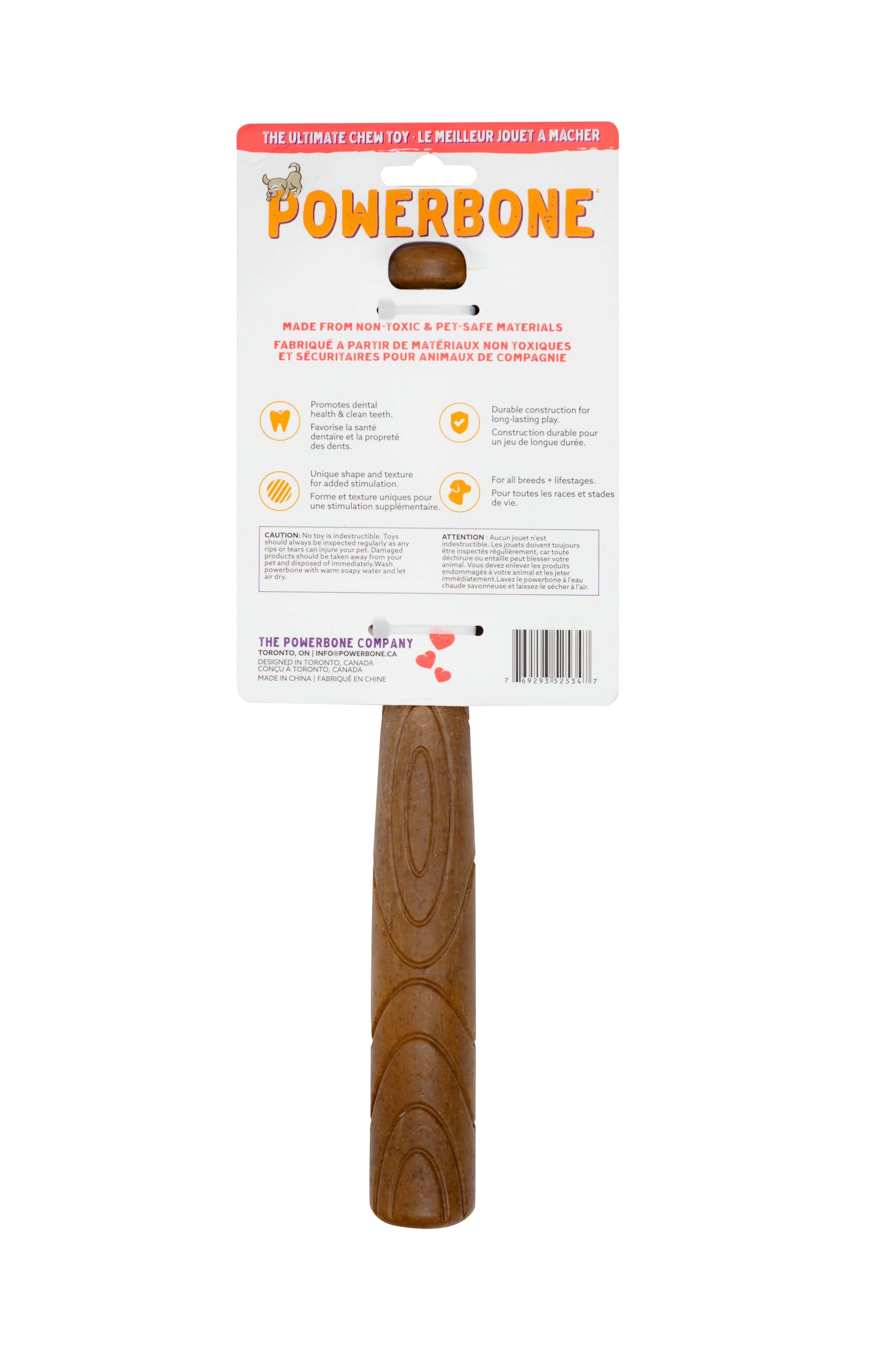 Powerbone Pet Chew Toy for Dogs - Durable, Non Toxic & Pet Safe - Best for Aggressive Chewers, Long Lasting Dental Health, Dog Teeth Cleaning, Dog Life Stages - Baseball Bat 12"