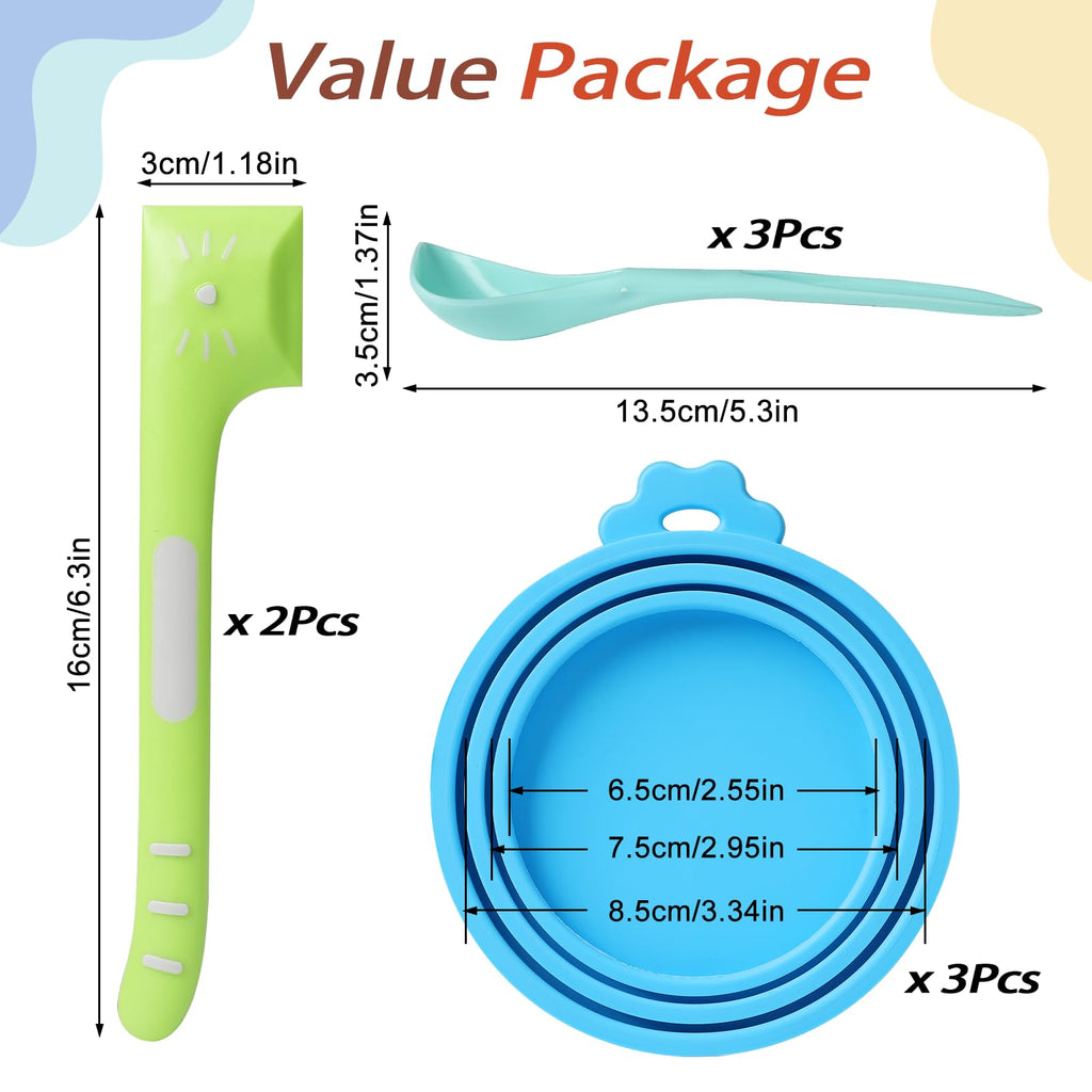 Ainvhh 8 PACK Can Lids, Pet Food Can Cover and Food Mixing Spoons Food Canned Scoop, Fits Most Standard Size Dog and Cat Can Tops for Pet Cat Dog Feeding Can and Wet Food Storage