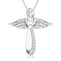 WTYIM Moissanite Diamond Cross Necklace for Women Angel Wings Necklace for Mom 14K Gold Plated Sterling Silver 1CT Moissanite Diamond Infinity Cross Necklaces Mother Jewelry Mothers Birthday Christmas Valentines Day Gifts for Mom Women Wife