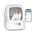 Mintakawa Automatic Cat Litter Box Self Cleaning - APP Control and Weight Monitoring - Ultra-Quiet, Suitable for Medium Cats and Kittens, Safe Anti-Pinch Litter Box (Assembly Required) -White