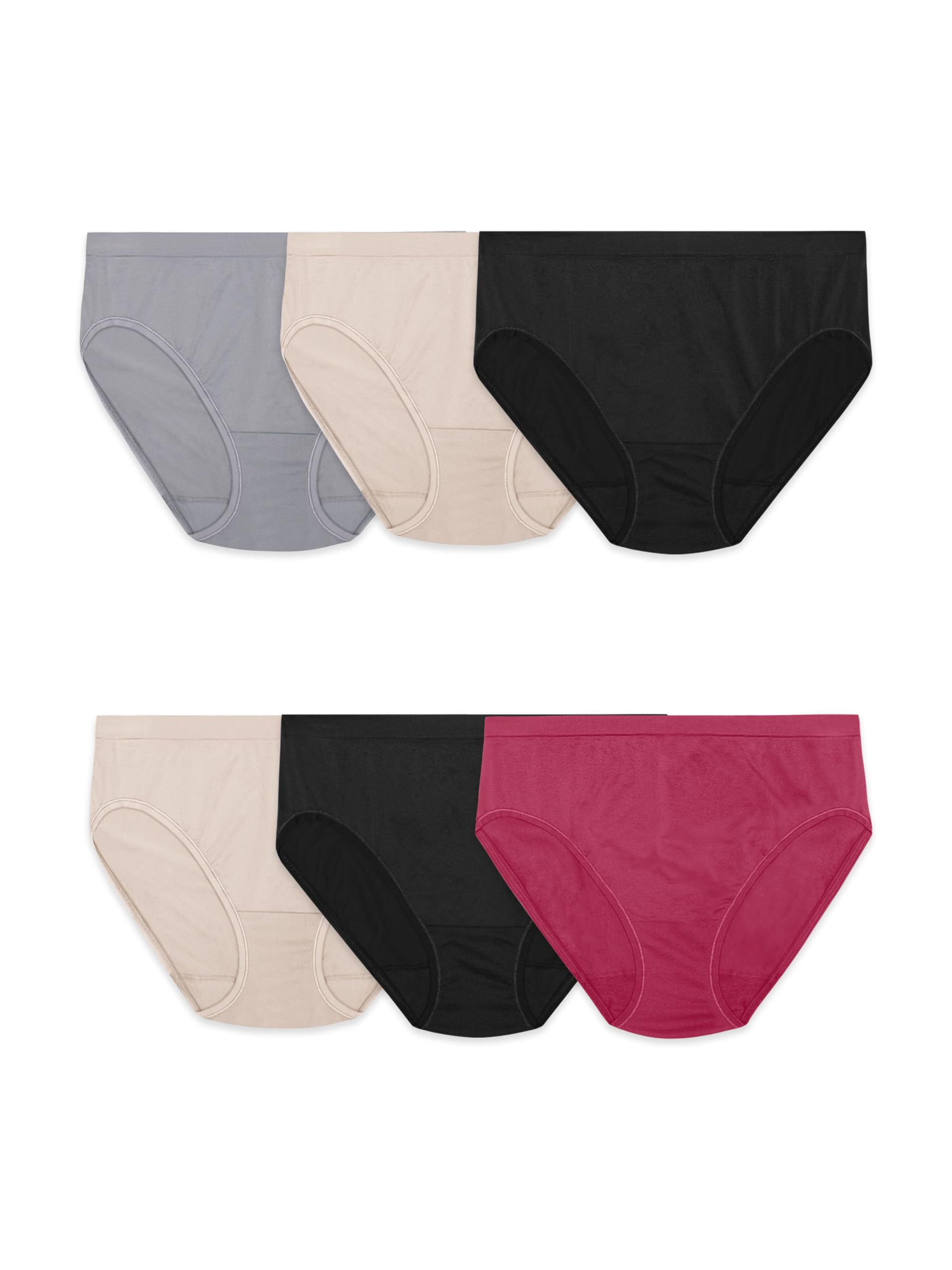 Fruit of the Loom womens 6 Pack Seamless Underwear Multipack Briefs, Hi Cut - Pack Assorted Colors, 10 US