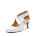 DREAM PAIRS Women's Pumps Closed Pointed Toe Kitten Heels Elegant Party Wedding Dress Shoes for Women,Size 9,White,DWUMPU2501