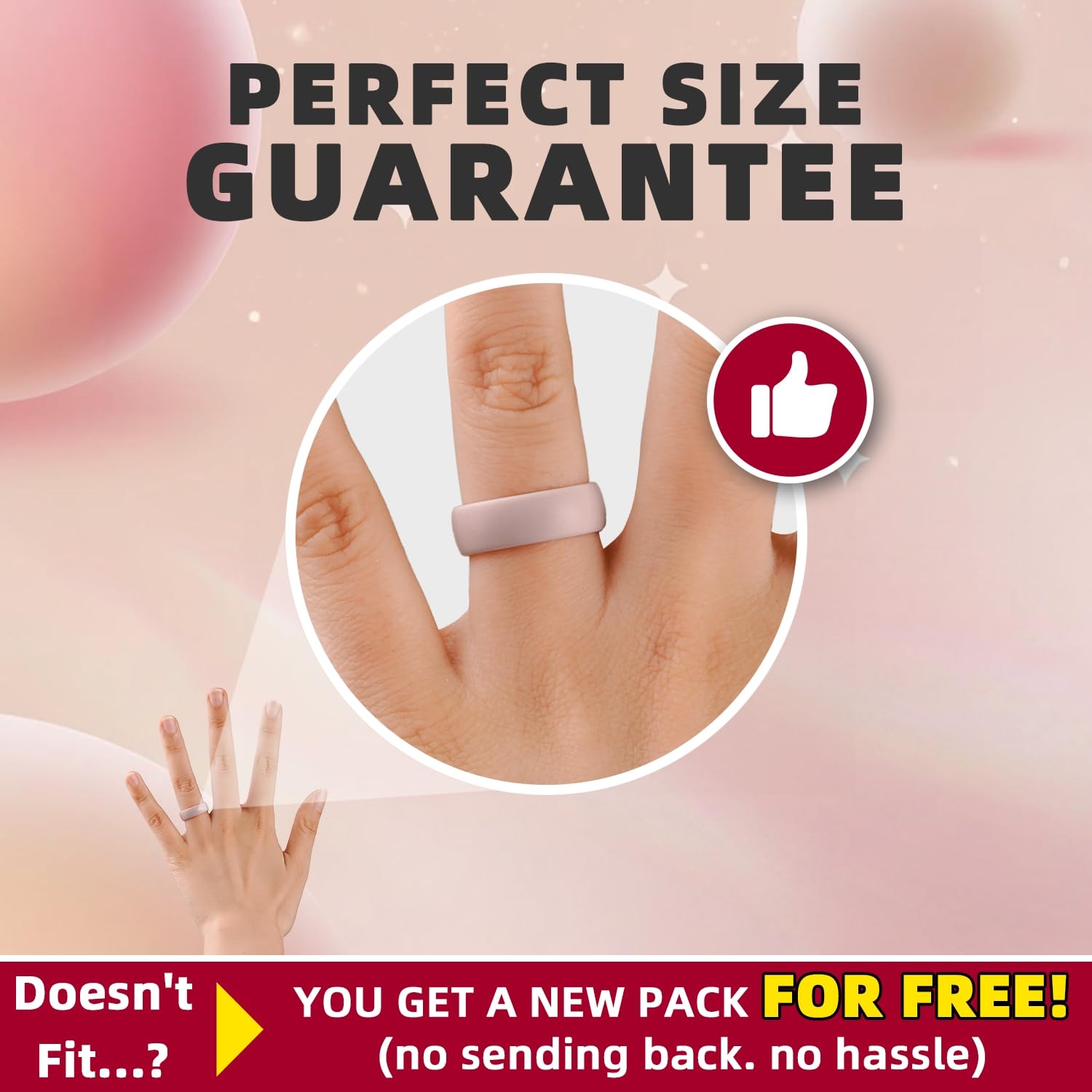 Egnaro Women's Statement Rings, Silicone Wedding Rubber Band with Half Size, Inner Arc Ergonomic Breathable Design, 6mm Wide - 2mm Thick