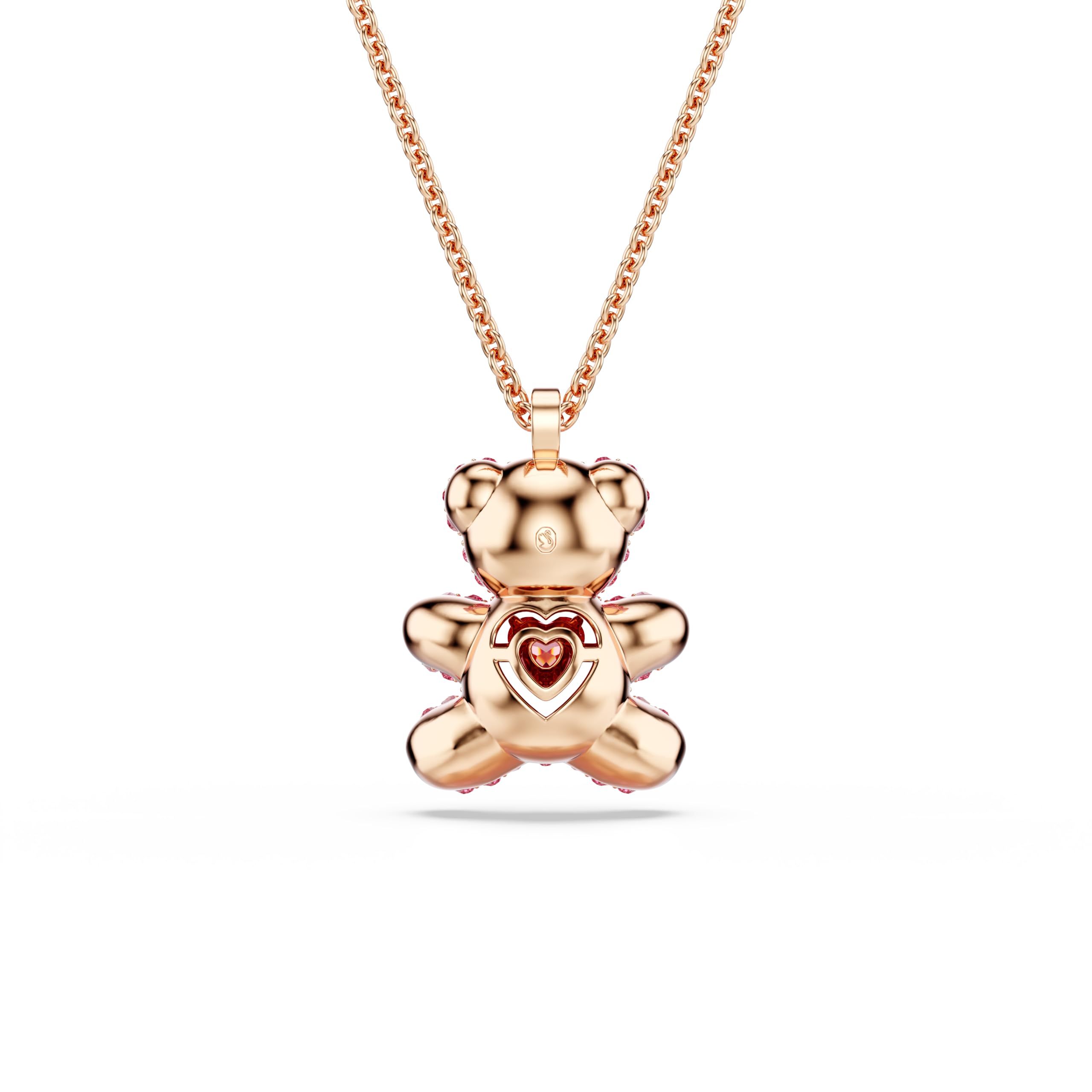 Swarovski Teddy Bear Pendant Necklace, Pink Crystals, Rose Gold-Tone Finish