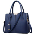 FiveloveTwo Women Classy Satchel Handbag Elegant PU Tote Purse Handle Bag Shoulder Crossbody Bag Dark blu