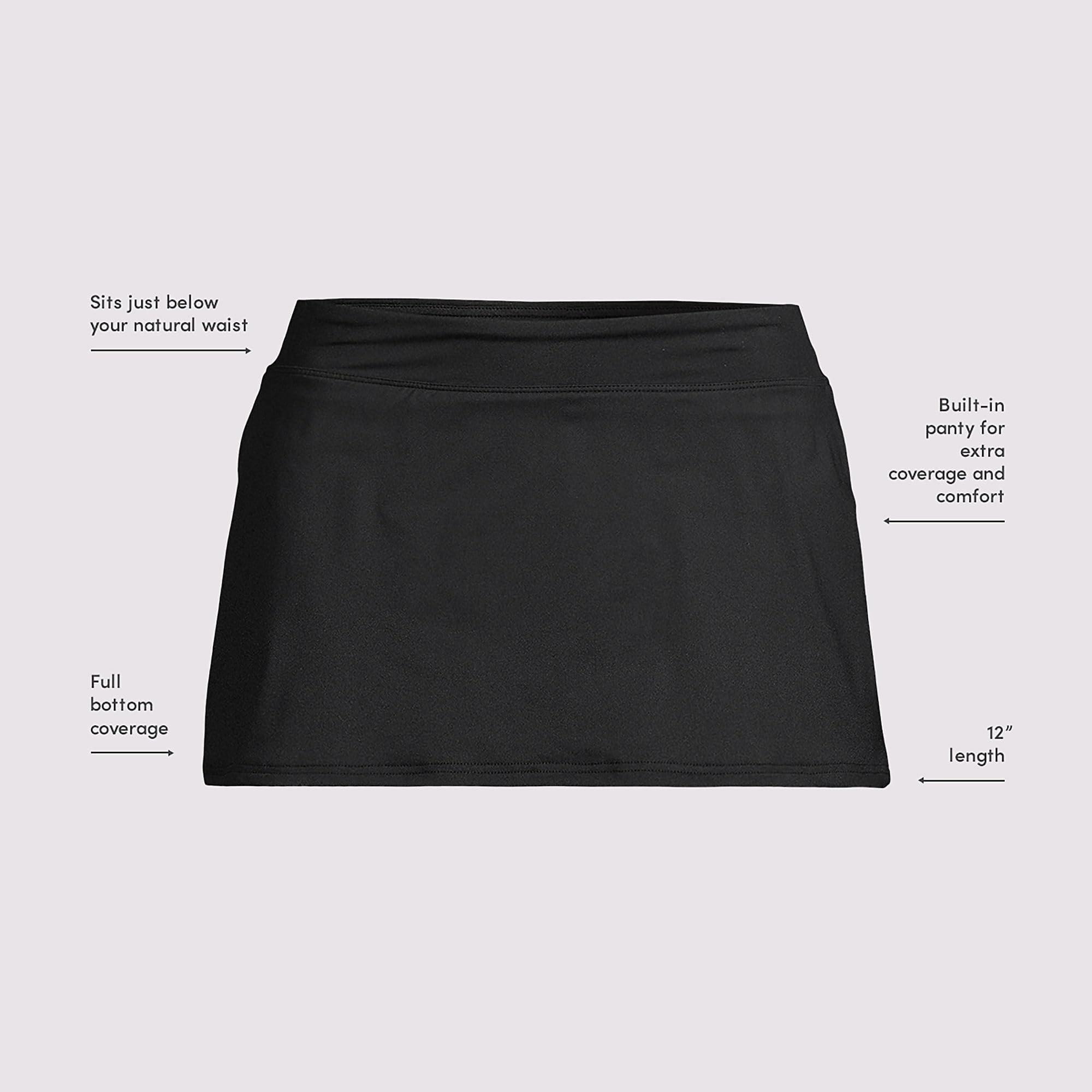 Lands' End Womens Chlorine Resistant Mini Swim Skirt Swim Bottoms Black Regular 4