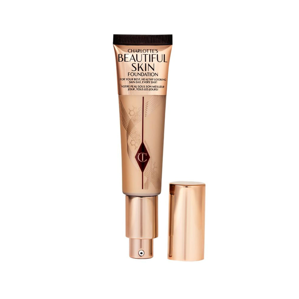 Charlotte Tilbury Beautiful Skin Medium Coverage Hydrating Foundation - Buildable Liquid Makeup for Instant Glow, Plumping Hydration & Lasting Skincare Benefits - 4 Warm