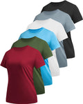 NebuKinex 6 Pack Workout Tops for Women Short Sleeve UPF Sun Protection Athletic T Shirts Quick Dry Tennis Yoga Running Crew Neck Tee-L