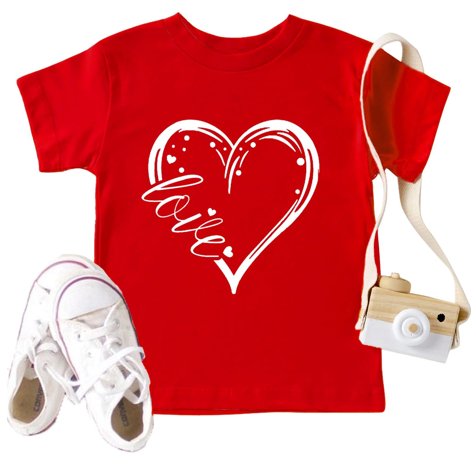Toddler Valentine's Day Shirts Boys Girls Cute Love Heart Graphic T-Shirt Casual Short Sleeve Tee Tops