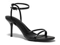 Coutgo Womens Strappy High Heels Open Almond Toe Dress Shoes Ankle Strap Summer Heeled Sandals, Black, size 9.5