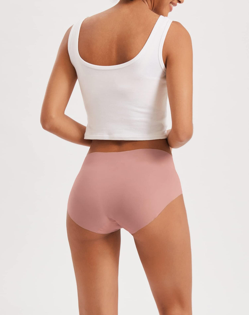 INNERSY Women's Seamless No Show Hipster Panties Invisible Light Underwear 3-Pack(Black/Brick Red/Nude,Large)