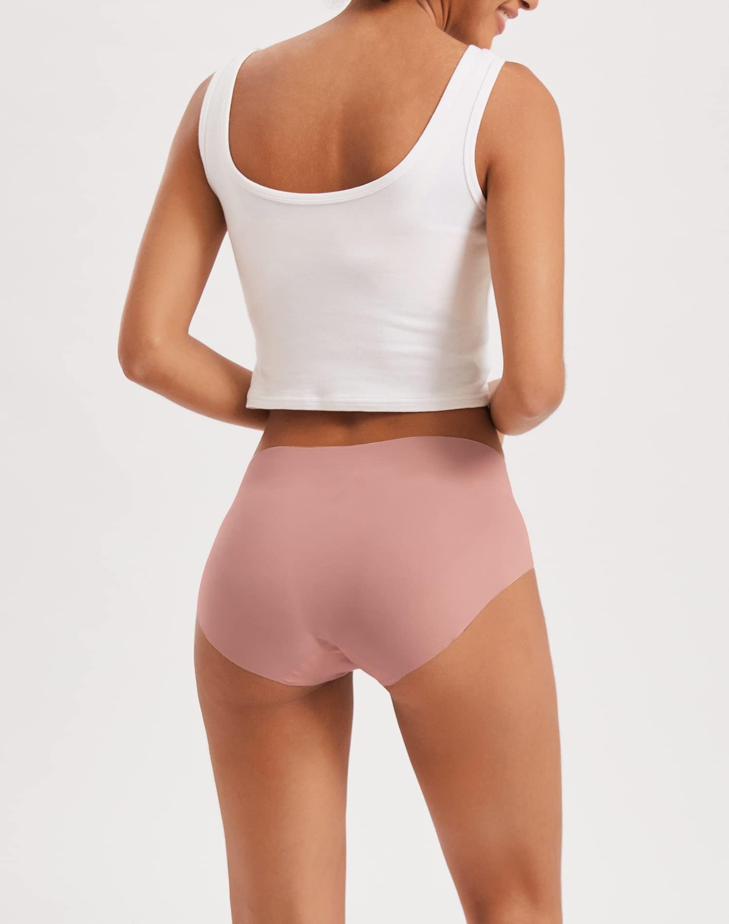 INNERSY Women's Seamless No Show Hipster Panties Invisible Light Underwear 3-Pack(Black/Brick Red/Nude,Large)