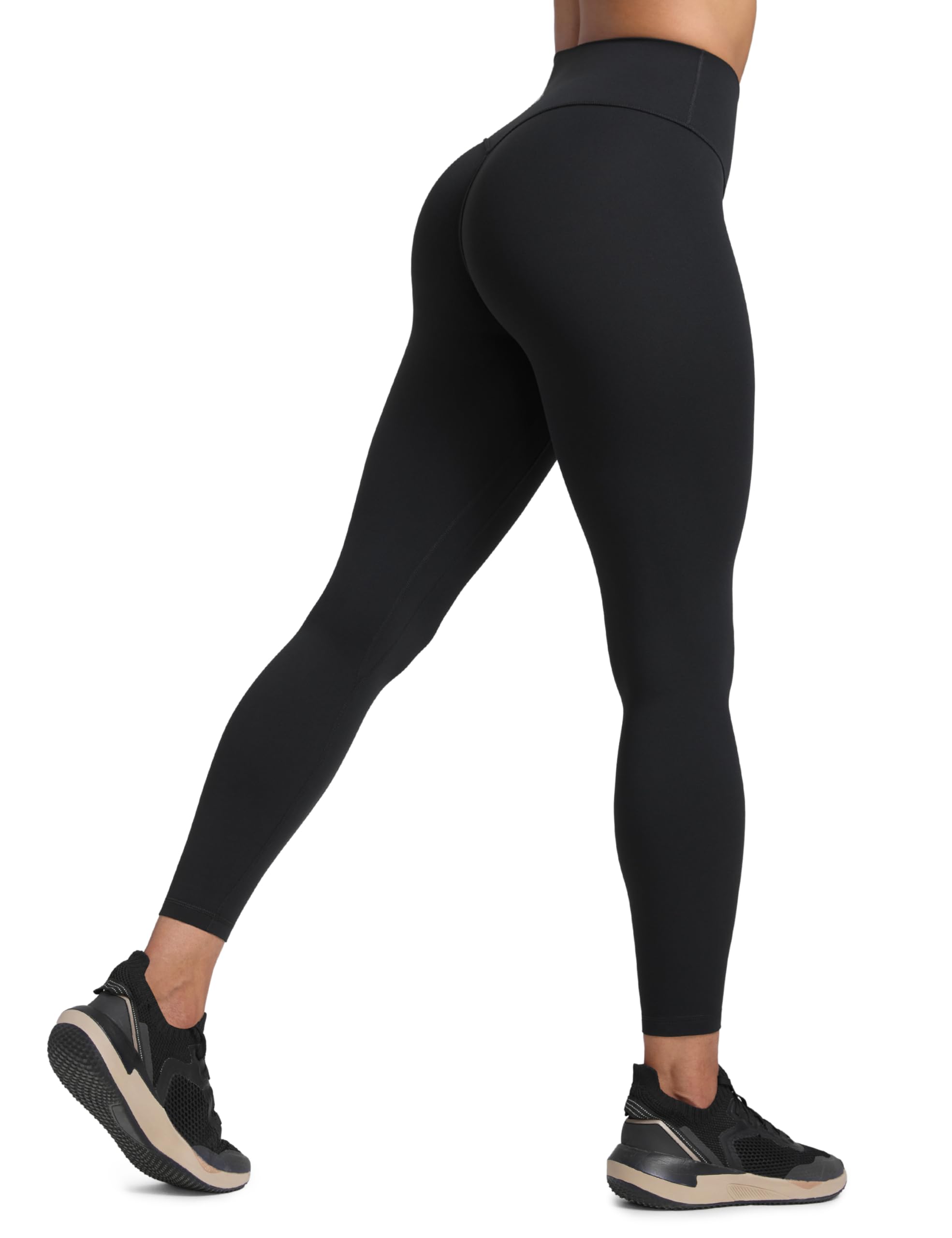 CRZ YOGA Secretsculpt Butterlift Workout Leggings 25" - No Front Seam High Waisted Womens Yoga Pants Booty Scrunch Butt Black Small