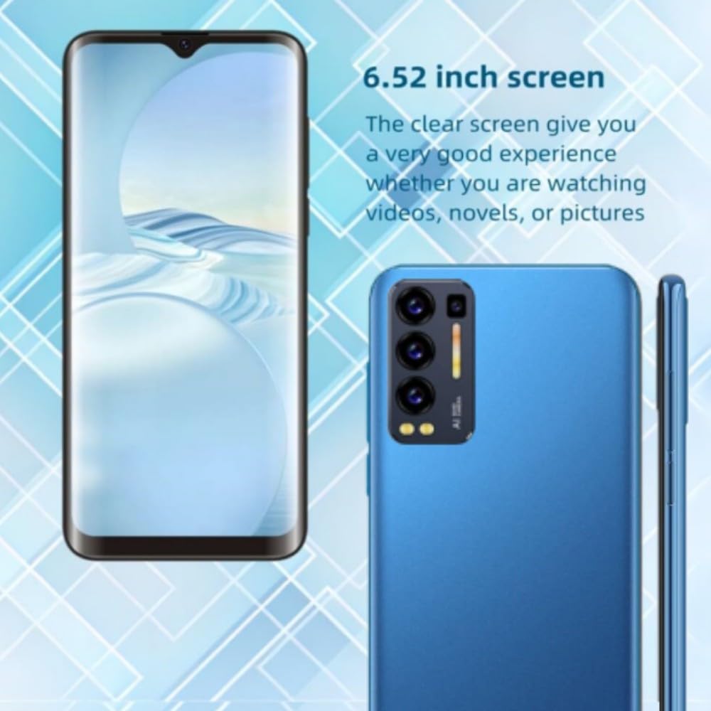 Unlocked Smartphone 6.52 inch Cell Phone for Android，S88U Unlocked Cell Phone，Dual SIM Card，1GB RAM 16GB ROM，Supports SIM Card Frequency Band of 3GWCDMA：850MHZ/2100MHZ，Android Smartphone (Blue)