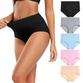 Molasus Women's Soft Cotton Underwear Briefs High Waisted Postpartum Panties Ladies Full Coverage Plus Size Underpants Pack of 5,Size 5