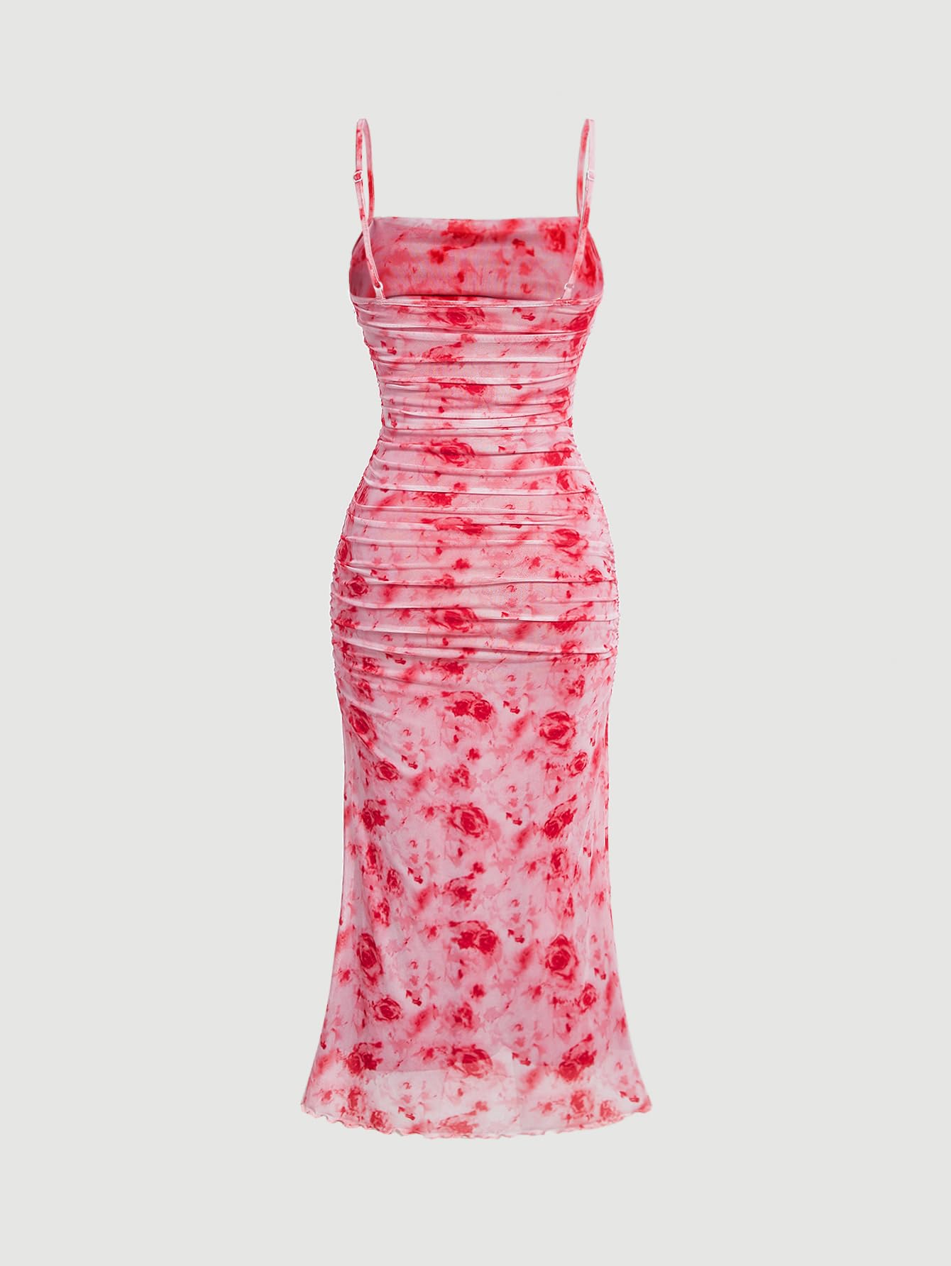 GORGLITTER Women's Floral Spring Summer Wedding Guest Dress Bridal Shower Cocktail Tea Party Beach Midi Sun Dress 2026 Red Florals Small