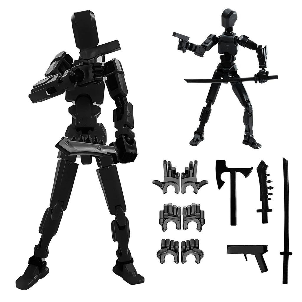 Dumwick Assembly Completed Titan 13 Action Figure Set,Titan 13 Robot Action Figures 3D Printed Multi Jointed Movable,Nova 13 Action Figure,Decorations for Action Figures (Black,1pc)