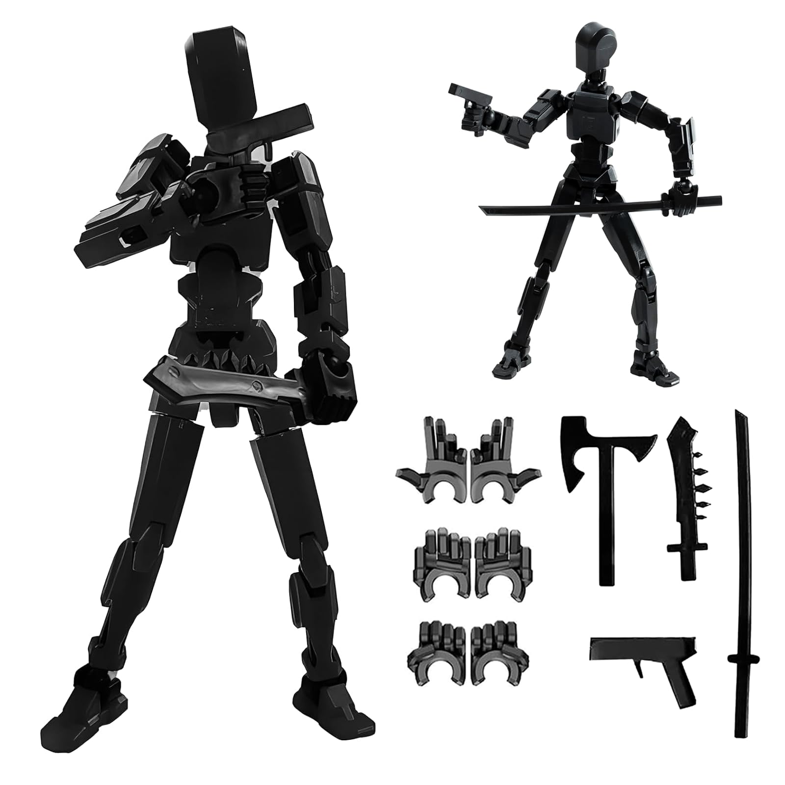 Dumwick Assembly Completed Titan 13 Action Figure Set,Titan 13 Robot Action Figures 3D Printed Multi Jointed Movable,Nova 13 Action Figure,Decorations for Action Figures (Black,1pc)