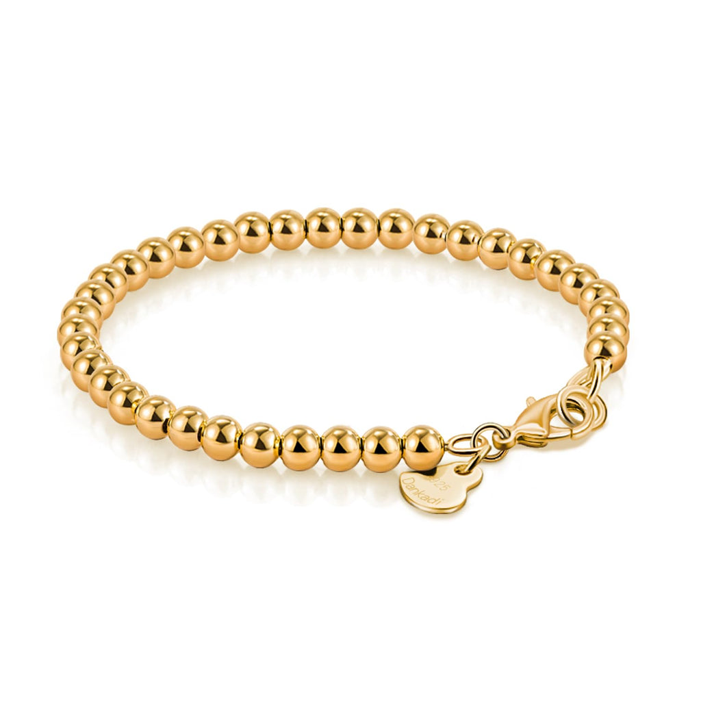 H&Beautimer 925 Sterling Silver 4-10MM Ball Chain Bracelet For Women's - Italian Handmade Bead Chain Bracelet 5''5.7''6.3''6.7''7.5''8''8.3''8.5''9 Inch Rose Gold Party Jewelry (4MM Gold, 5 inches)
