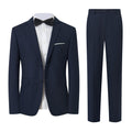 Men's Suit Set 2Pcs Slim Fit Elegant Solid Dress Blazer Pants,Formal Mens Tuxedo Set Single Breasted 2 Button for Business,Weddings,Parties,Proms,Interview,Funeral,Office(QH2501-Navy-1-XS)