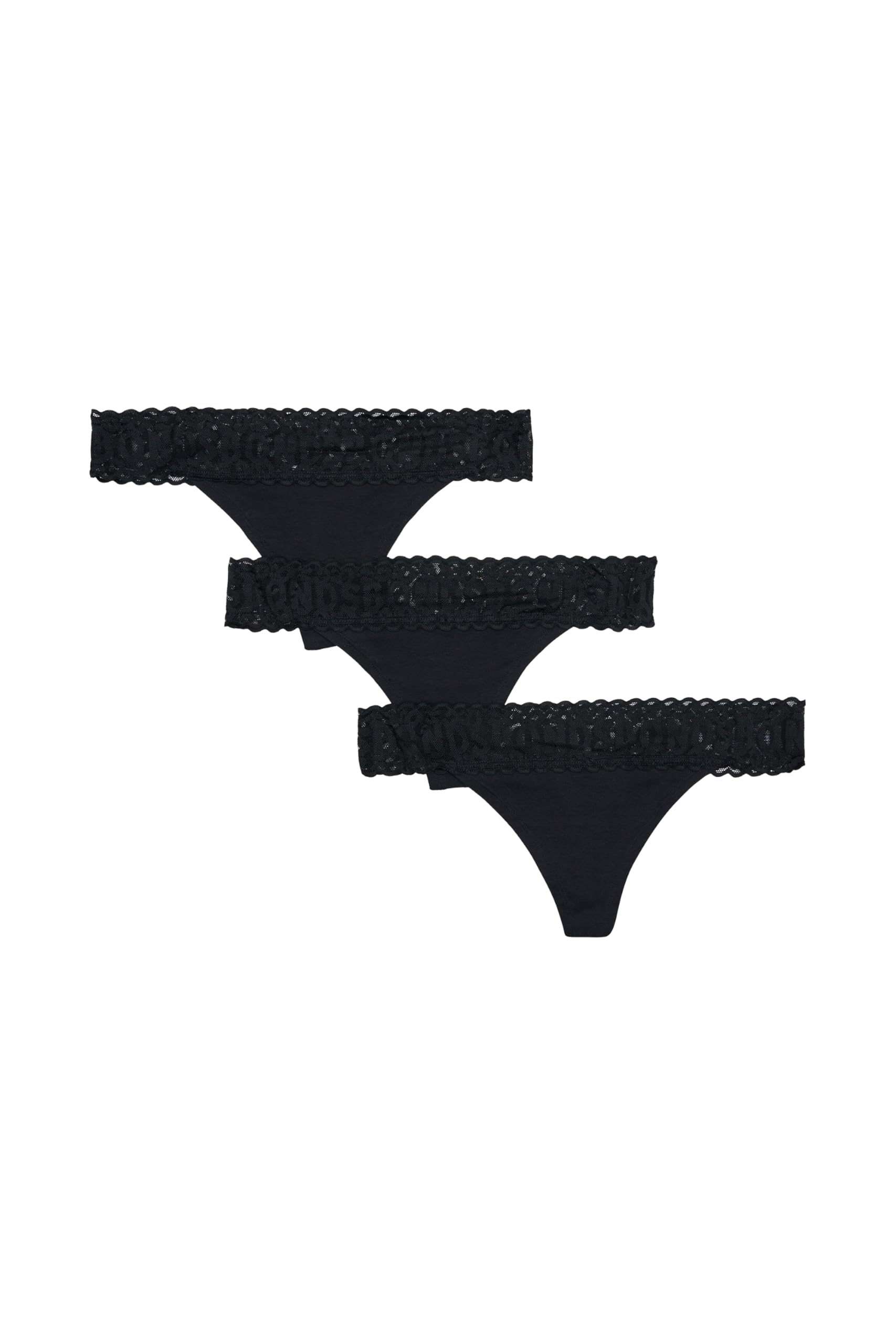 Bonds Women's Underwear Thong Pack, Lace-Top Icons Panties for Women, Stretchy Cotton-Blend, Low-Rise Underwear, 3-Pack Black