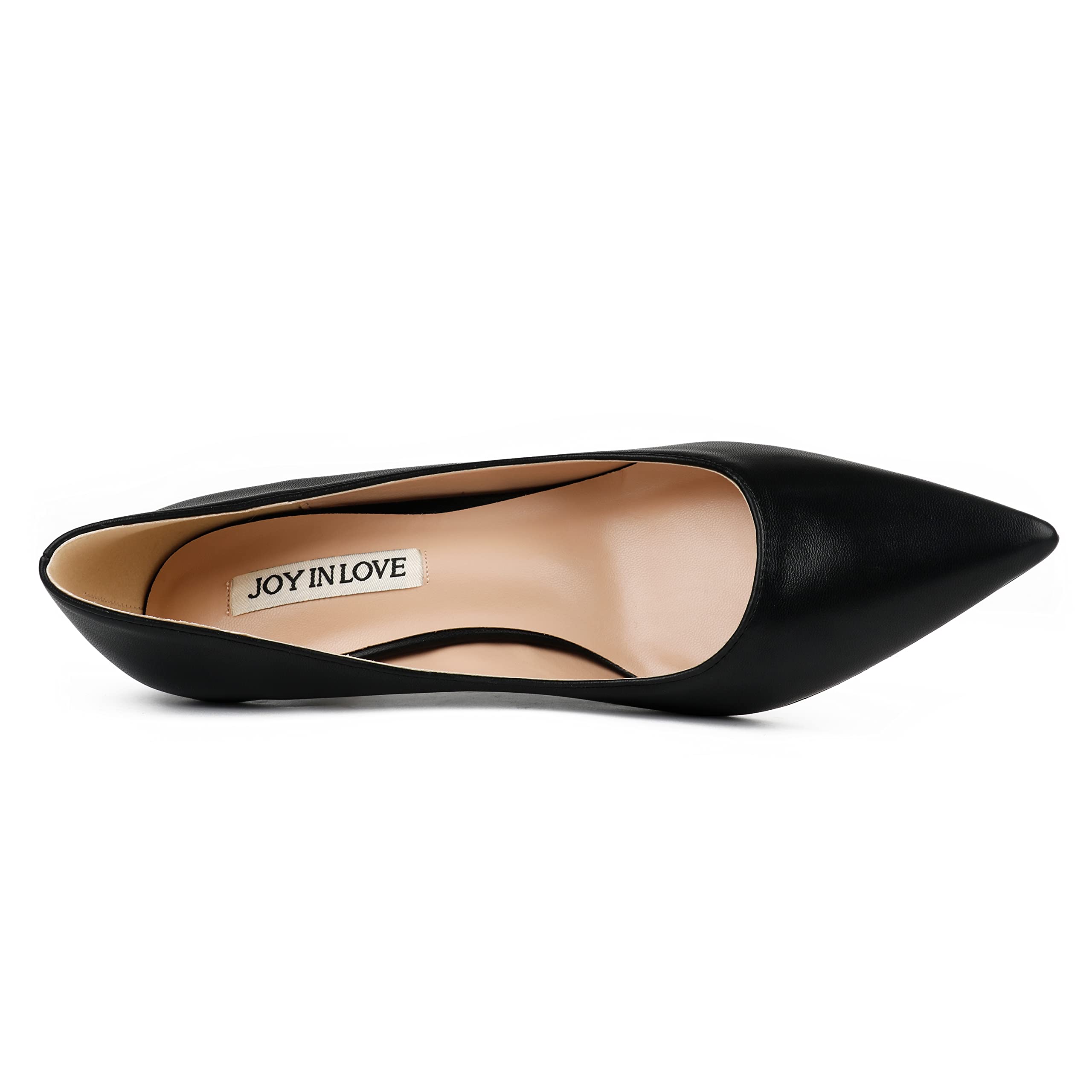 JOY IN LOVE Women's Shoes Low Heels Pointy Toe Kitten Heel Daily Pumps Black Matte 8.5 US