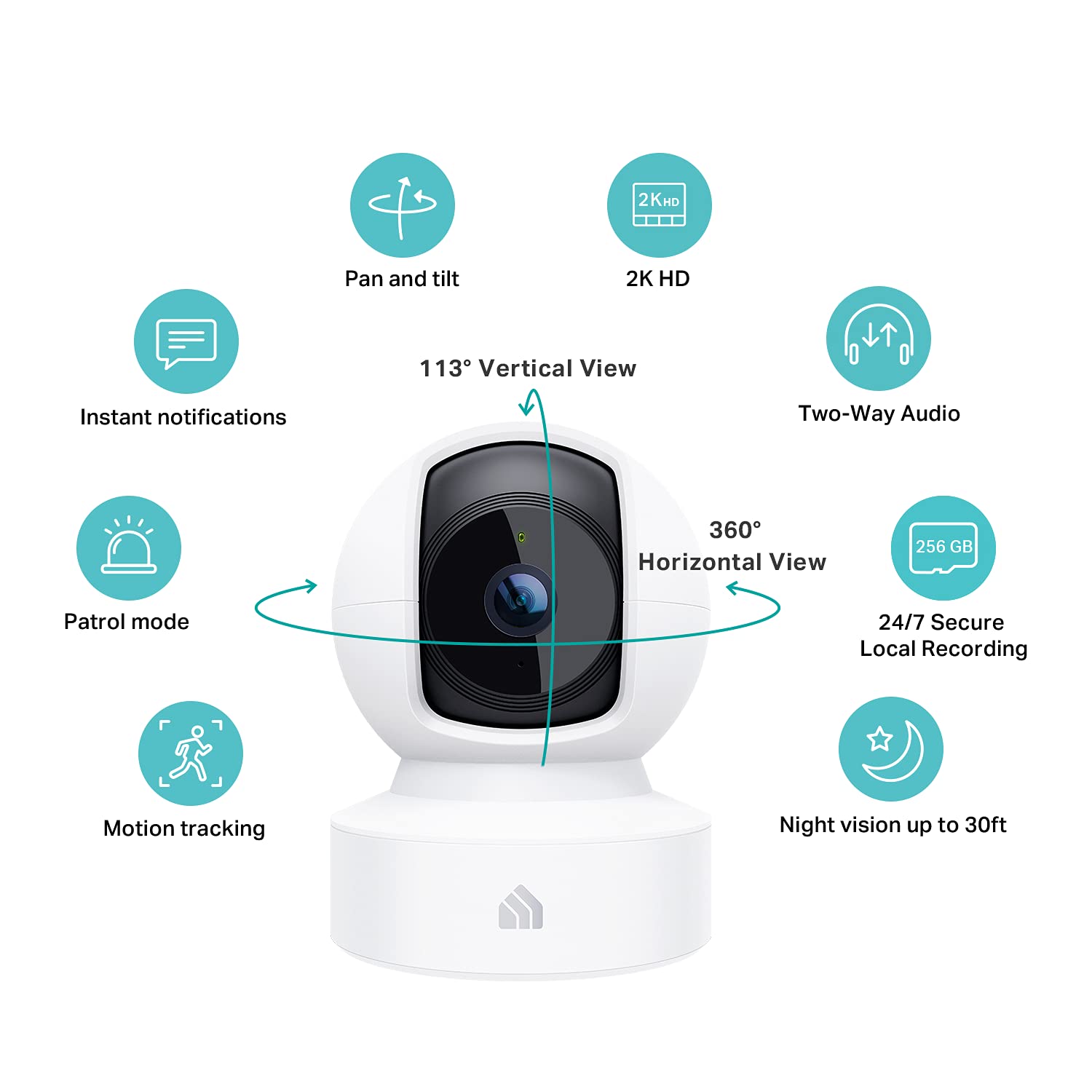 Kasa 2K+ Indoor Pan/Tilt Wired Security Camera - Works as a Baby Monitor & Pet Camera, Motion Detection & Tracking, 2-Way Audio, Night Vision, Subscription-Free Local Storage or Optional Cloud, KC410S