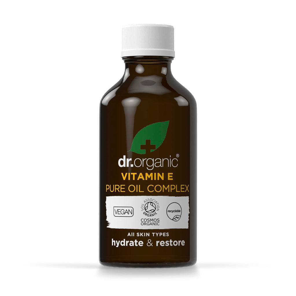 Dr. Organic Vitamin E Pure Oil Complex | Nourishes and Protects Skin, Enhances Elasticity, Natural, Certified Organic, Paraben & SLS-Free, 50 mL / 1.7 fl oz
