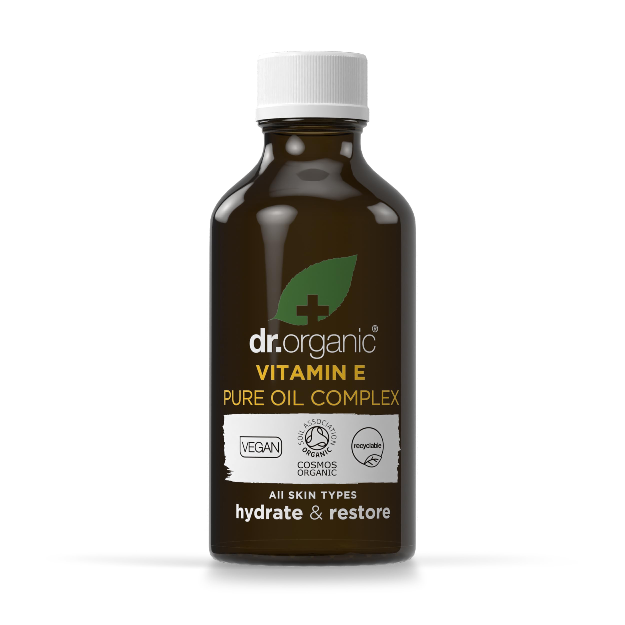 Dr. Organic Vitamin E Pure Oil Complex | Nourishes and Protects Skin, Enhances Elasticity, Natural, Certified Organic, Paraben & SLS-Free, 50 mL / 1.7 fl oz