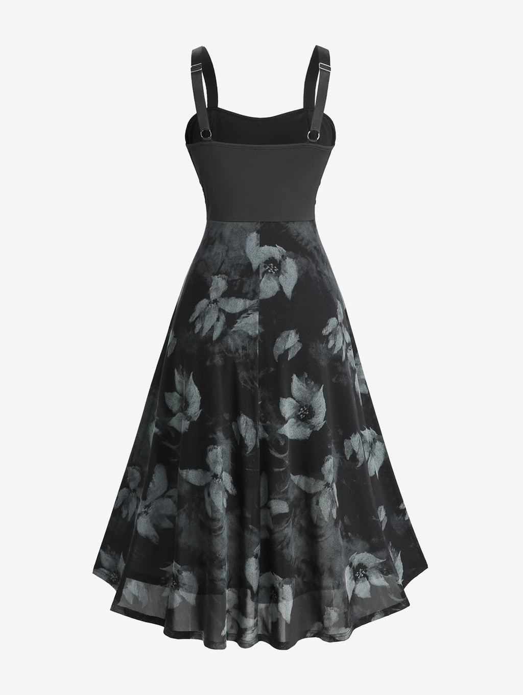 ROSE GAL Women Plus Size Gothic Dress Floral Chain Decor High Waisted Midi Tank Dress(Black/L)
