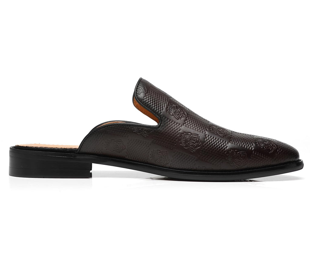 Erphpre Paul Men's Loafers Backless Genuine Leather Mules Open Back Slippers Slip on Shoes Coffee US 10