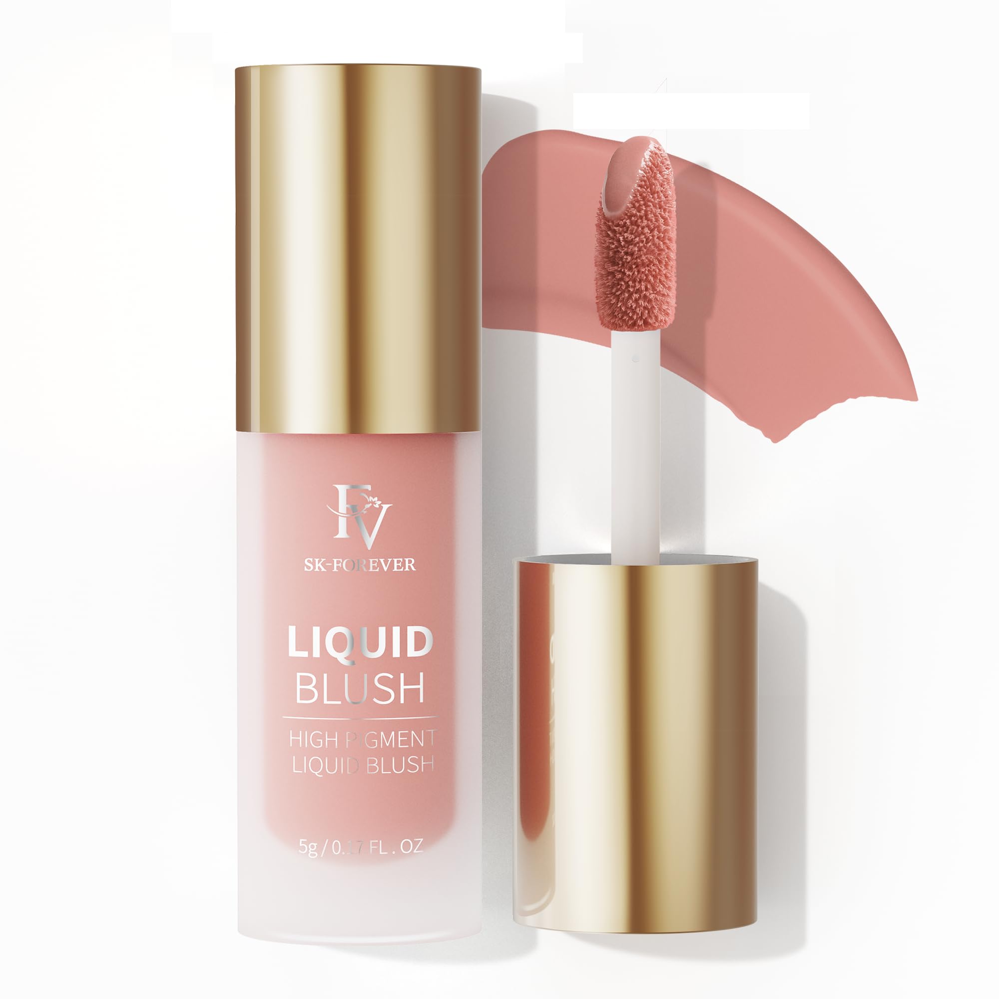 FV Liquid Blush, Long Lasting Buildable Cream Cheek Tint with High-Pigment Color, Weightless Blendable Formula for Natural Dewy Finish (Honey)