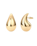 PAVOI 14K Gold Plated 925 Sterling Silver Post Teardrop Chunky Hoop Earrings - Lightweight Drop Yellow for Women - 22mm Designer Dupe Earrings