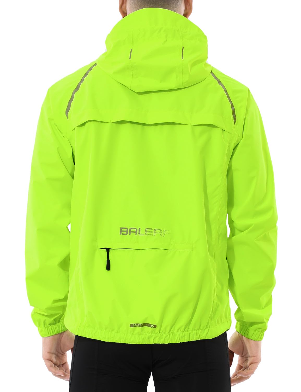 baleaf Mens Rain Jacket Waterproof Raincoat Windbreaker Running Cycling Gear Golf Jackets Hood Lightweight Reflective Yellow L