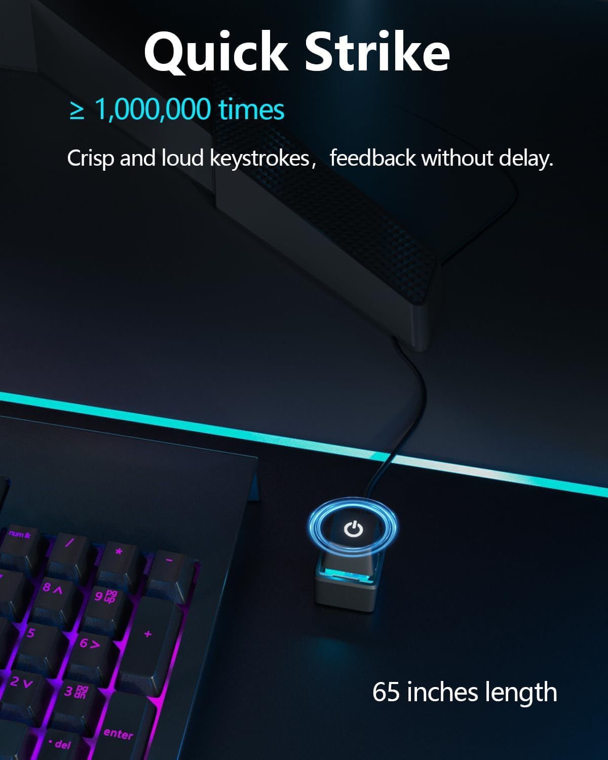 Oddtone PC Power Button, Desktop External Led Power Switch On/Off, 65 inch External PC Start Button Computer Case for Computer Motherboard