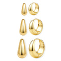 3Pairs 14K Gold Plated Hoop Earrings Set for Women Chunky Earring Silver Plated Hypoallergenic Small Huggie Hoops Lightweight Tiny Thick Trendy Hoop Earrings Stacks for Multiple Piercing(14k gold plated)
