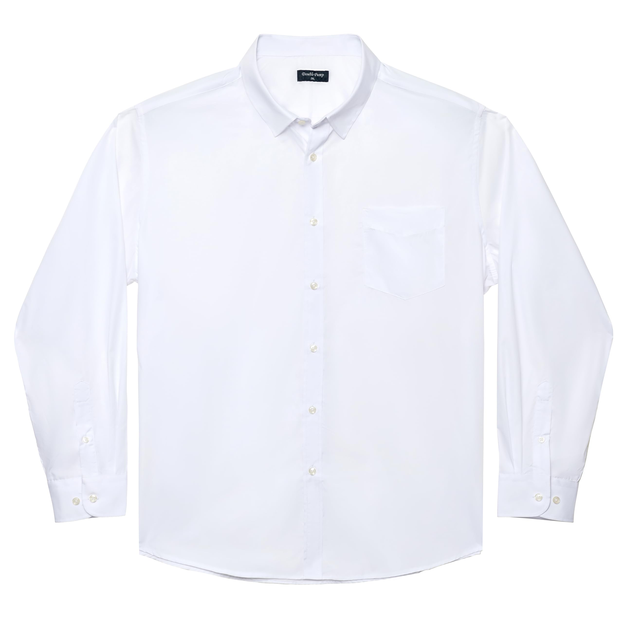 Double Pump Big and Tall Dress Shirts for Men Long Sleeve Business Casual Solid Button Down Shirts from XXL(T) to 6XL(T)(S278,3XLT)