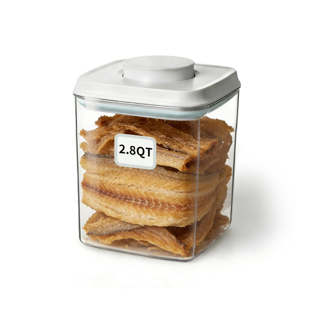 EQI Dog Food Storage Container with One-Touch Lid, 2.8 QT / 2.65 L Stackable Durable BPA-Free PET Cat Food Storage Container,for Pet Treats, Supplements & Small Kibble
