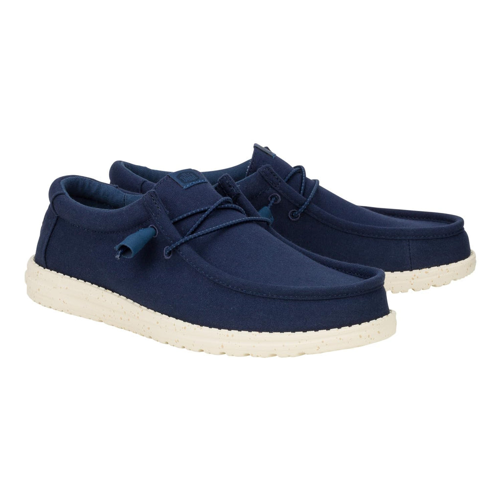 HEYDUDE Men's Wally Canvas Navy Size 11, Men’s Shoes, Slip-on Loafers, Comfortable & Light-Weight