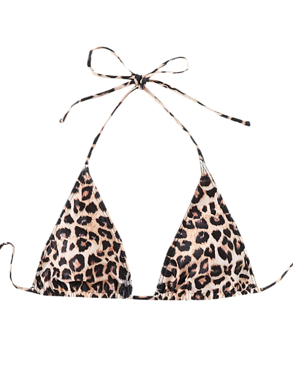 WDIRARA Women's Y2k Leopard Graphic Triangle Bikini Top Micro Halter Swimsuit Tops Brown Cheetah X-Small