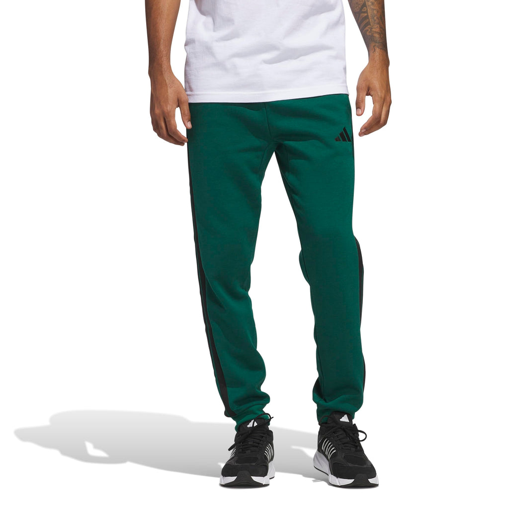 adidas Men's Essentials 3-Stripes Fleece Pants, Collegiate Green/Black, Large